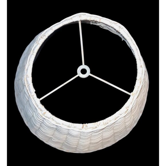 Vtg White Woven Wicker/Rattan Lamp Light Shade 10" Tall - Picture 2 of 4